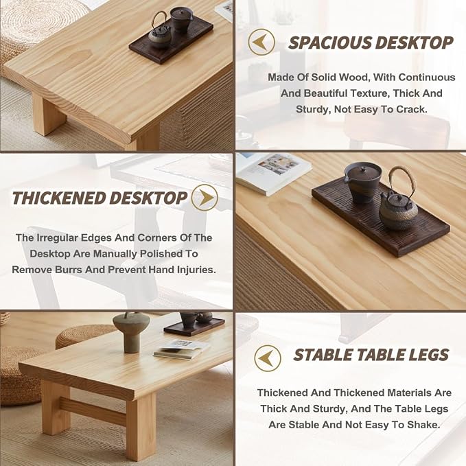 Japanese Floor Table, Vintage Tea Table Low Table, Rectangular Style Tatami - Image 3