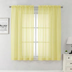 Goose Yellow Sheer Curtains 63 Inch Length 2 Panels, Light Filtering Voile by Lecloud