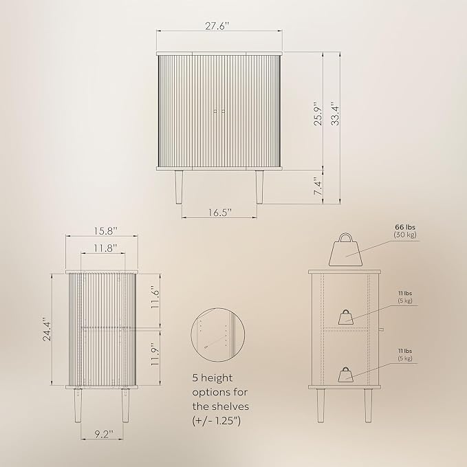 WERMO 28'' Fluted Bar Cabinet - Image 6