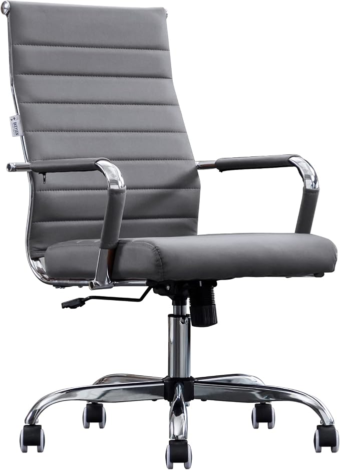 Home Office Chair Ribbed, Modern Leather Conference Room Chairs, Ergonomic by BOWTHY