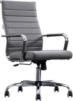 Home Office Chair Ribbed, Modern Leather Conference Room Chairs, Ergonomic by BOWTHY