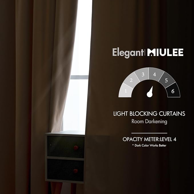 MIULEE Velvet Curtains 52x72 inches 2 Panels Camel Beige Blackout Curtains | - Image 5