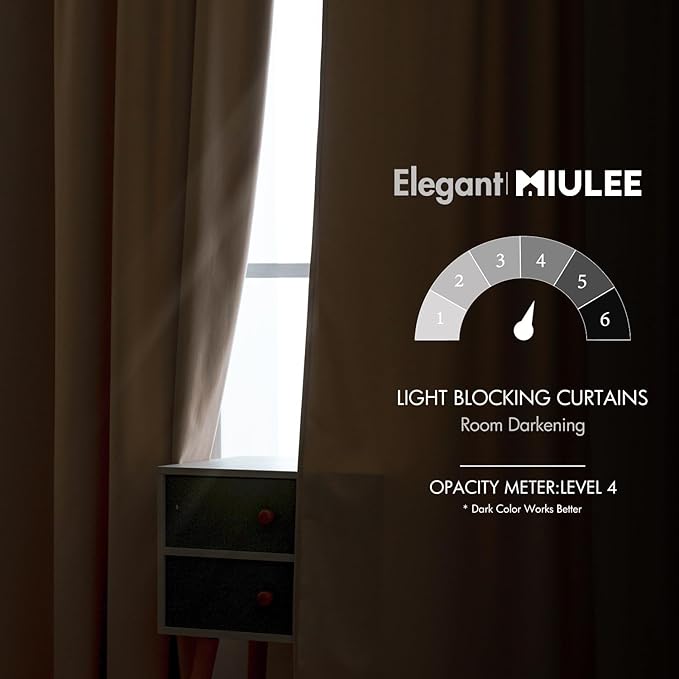 MIULEE Velvet Curtains 52x90 inches 2 Panels Camel Beige Blackout Curtains | - Image 5