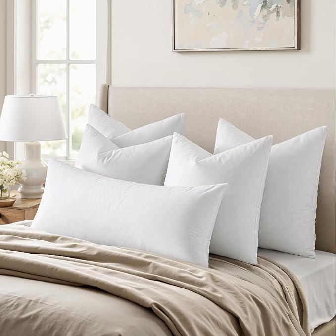 MIULEE 12x20 Pillow Inserts, Double-Layer Down-Proof Cotton Cover, Decorative - Image 3