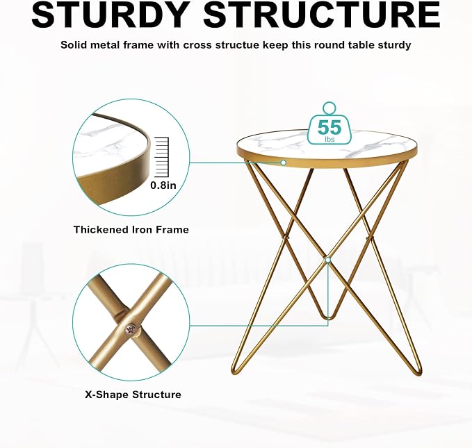 HLR Modern Round Side Table Set of 2, End Table - Image 7