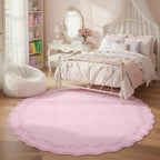 GarveeHome Round Area Rug 5ft Scalloped Washable Circle Rug - Image 3
