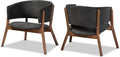 Baxton Studio Baron Mid-Century Modern Dark Grey Fabric Upholstered and Walnut by BaxtonStudio