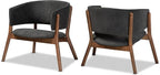 Baxton Studio Baron Mid-Century Modern Dark Grey Fabric Upholstered and Walnut by BaxtonStudio