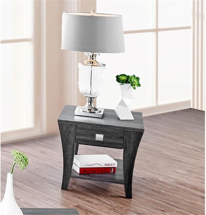 BOWERY HILL Transitional Wood Storage End Table, Solid Wood and Veneer - Image 2