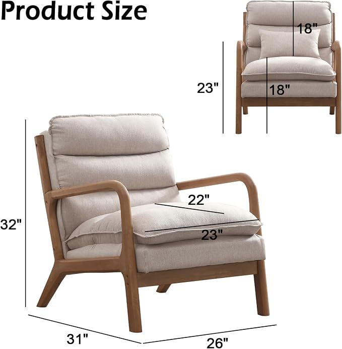 INZOY Accent Chairs Set of 2, Mid Century Modern Accent Chair - Image 2