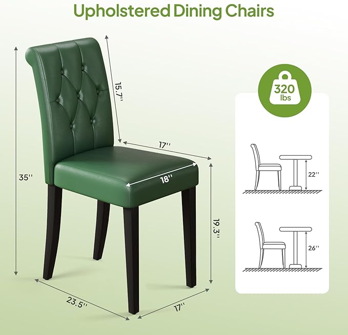 Welzona Upholstered Dining Chairs Set of 4, Button Tufted Parsons Dining Chair - Image 2
