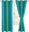 Blackout Curtains for Bedroom, Peacock Teal, 42 x 63 Inch, 2 Panels | Thermal by Hiasan
