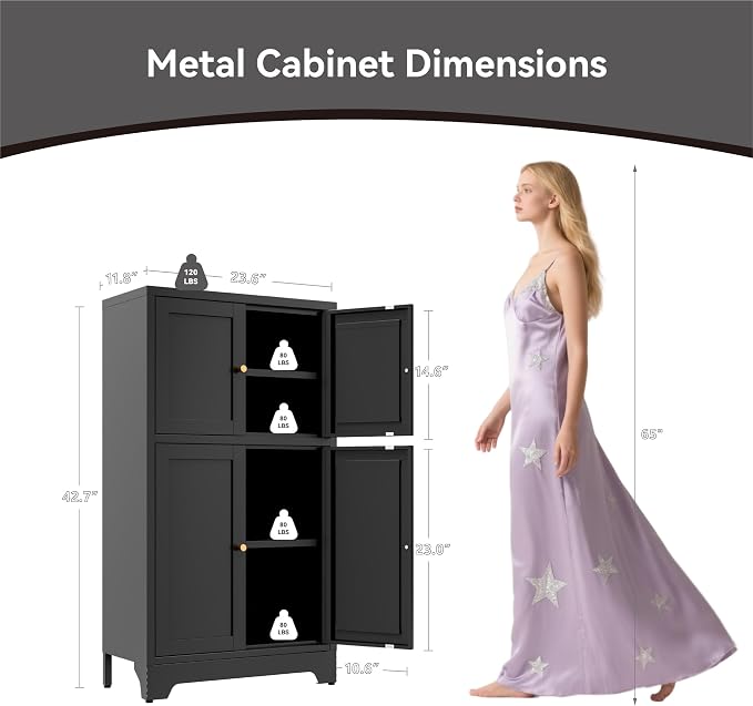 Bevivog Black Metal Locker Cabinet - Image 3