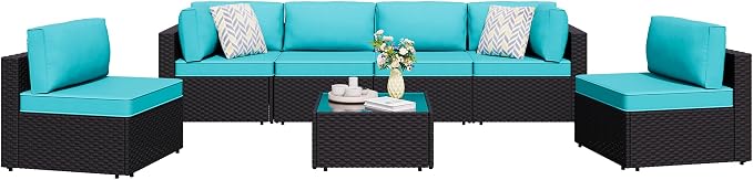 Shintenchi 7 Pieces Outdoor Patio Sectional Sofa Couch, PE Wicker Furniture by Shintenchi%7CFurnitureMadeforRealLife