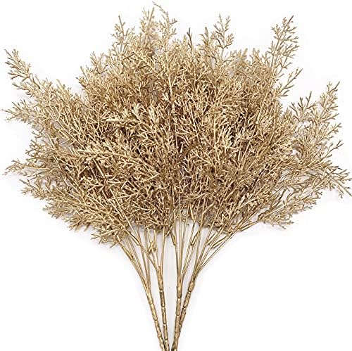 Artificial Branch Golden Antlers Grass, Fake Plants Plastic Twig Branches Faux Plant for Xmas Party Home Garden Indoor Outdoor Wedding Table Centerpiece DIY Decor Christmas Decoration - Gold 4 Pack by CATTREE
