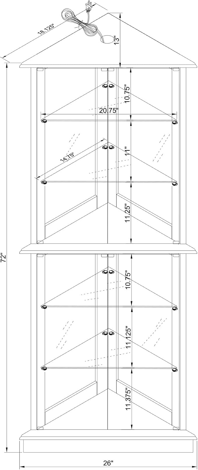 Glass Corner Display Cabinet - Image 2
