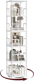 MAHANCRIS 5-Tier Rotating Bookshelf, Freestanding Corner Bookshelf, 360° by MAHANCRIS