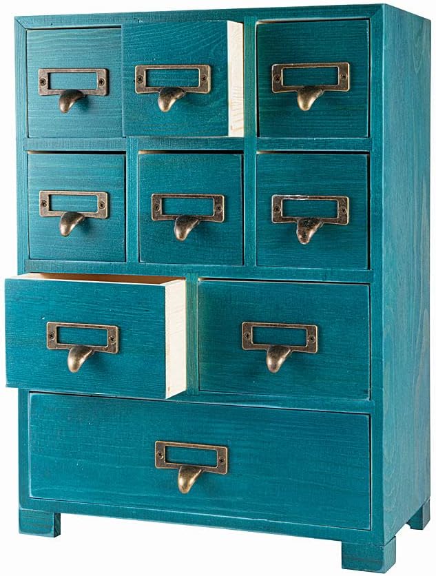 Apothecary Cabinet with 9 Drawers & Labels Rustic Library Card Catalog Cabinet by PACKGILO