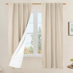 100% Blackout Linen Curtains 63 Inches by LAMIT