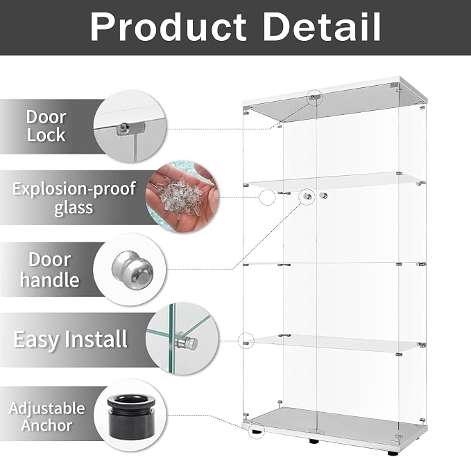 LFT HUIMEI2Y Glass Display Cabinet 4-Shelf - Image 3