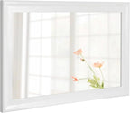 White Wood Mirror for Bathroom, Rectangle Rustic 24 x 36 inch Vanity Mirror for - Image 3