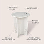 JONATHAN Y Javier Solid White Marble End Table, 17.75" Round Modern Accent Side - Image 4