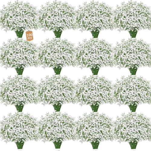 100 Baby Breath Flowers Artificial Bulk, 21" Babys Breath Artificial Flower by Elyum