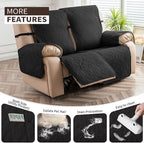 Genina Black Waterproof Loveseat Recliner Cover, Sofa Cover - Image 3