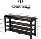 AQIMUELE Shoe Bench with Leather Cushion, 3 Tiers Shoe Storage Bench Height - Image 2