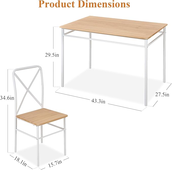 VECELO Dining Table Set for 4, 5-Piece Wood Kitchen Table - Image 6