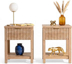 Fluted Night Stand with Golden Handle, Bedside Table with Storage Shelf by TROJMHome