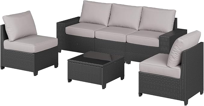 Aoxun Patio Furniture Set, Widen Armrests Wicker Outdoor Sectional - Image 11