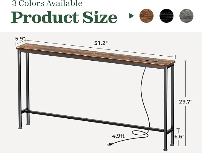 SUPERJARE 51.2 Inch Sofa Table - Image 3