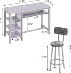 AWQM 3-Piece Bar Table and Chairs Set, Modern Glay Table - Image 7