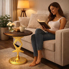Side Tables-Hand Carved Vintage Boho Folding End Tables - Image 5