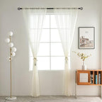 SpaceDresser Ivory Sheer Curtains 4 Panels Rod Pocket Semi-Sheer Curtain 72 - Image 3
