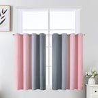 Ombre Grey and Pink Blackout Curtains 36 Inch Long | Thermal Insulated Grommet by ESTELARTEXTILER