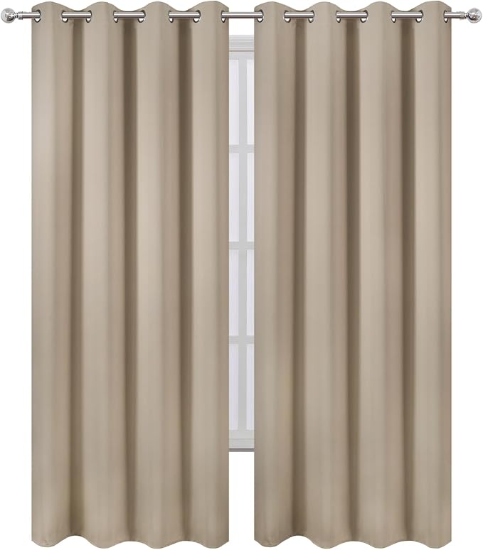 Blackout Curtains 66 x 84 inch/Khaki Curtains Set of 2 Panels/Thermal Insulated - Image 2
