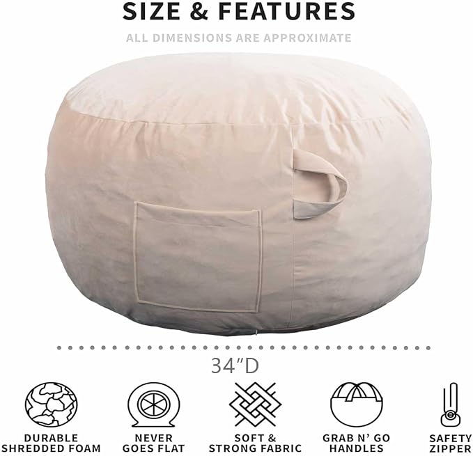 Bean Bag Chairs, Memory Foam Stuffing Bean Bag Chair - Image 4