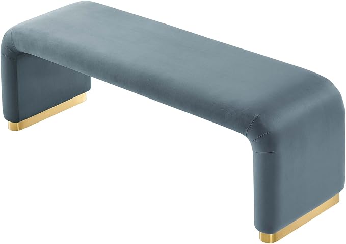 Modway EEI-6734-BRA-CAB Koda Performance Velvet Waterfall Long Bench, Brass - Image 6