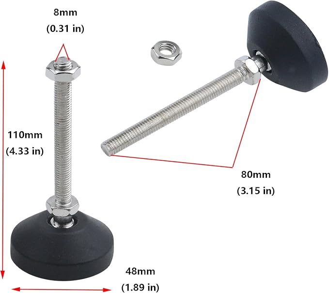 Antrader 4Pcs M8x50mm Adjustable Furniture Glides Anti-Skid Reinforced Nylon - Image 3
