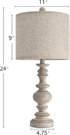 BOBOMOMO 24" Farmhouse Retro Table Lamp Set of 2, Traditional Resin Lamps - Image 4