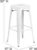 Flash Furniture Lily 4 Pack Commercial Grade 30" High Backless White Metal - Image 3