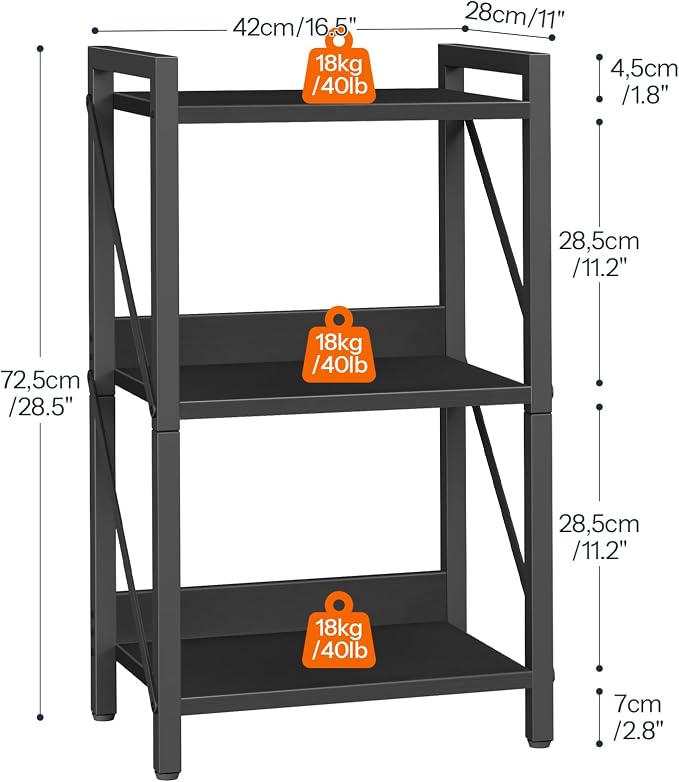 HOOBRO Bookshelf, 3-Tier Industrial Bookcase, Book Shelf Storage Organizer - Image 3