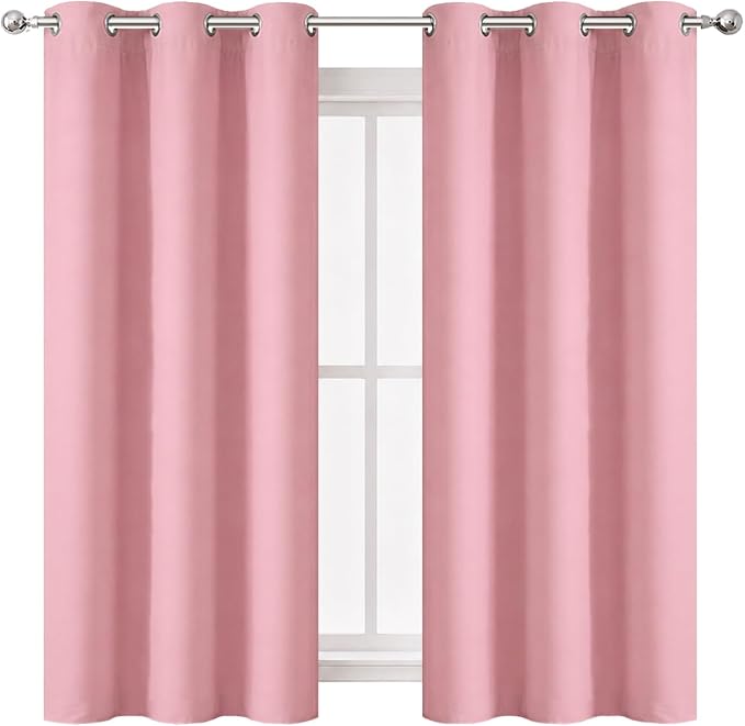Pink Blackout Curtains 40 x 63 Inch Length/Set of 2 Curtain Panels/Thermal - Image 2