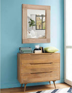 Rectangle Mirror Retro Wooden Wall-Mounted Mirrors Farmhouse Bedroom Bathroom - Image 4