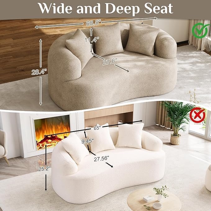 DAMAIFROM 68.5" Loveseat Sofa for Living Room, Modern Luxury Plush Chenille - Image 5