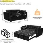 65 Inch Convertible Sleeper Sofa, 3-in-1 Sleeper Loveseat - Image 2