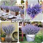 CATTREE Artificial Lavender for Decoration, Fake Flowers Flocked Plants Plastic Faux Flower Bundles Outdoor Indoor Wedding Bouquet Kitchen Table Centerpieces Arrangements DIY Decor - Purple 5 Pack - Image 3