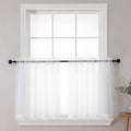 Chyhomenyc Sheer White Curtains 24 Inch Length Set | Small Window Curtains by Chyhomenyc